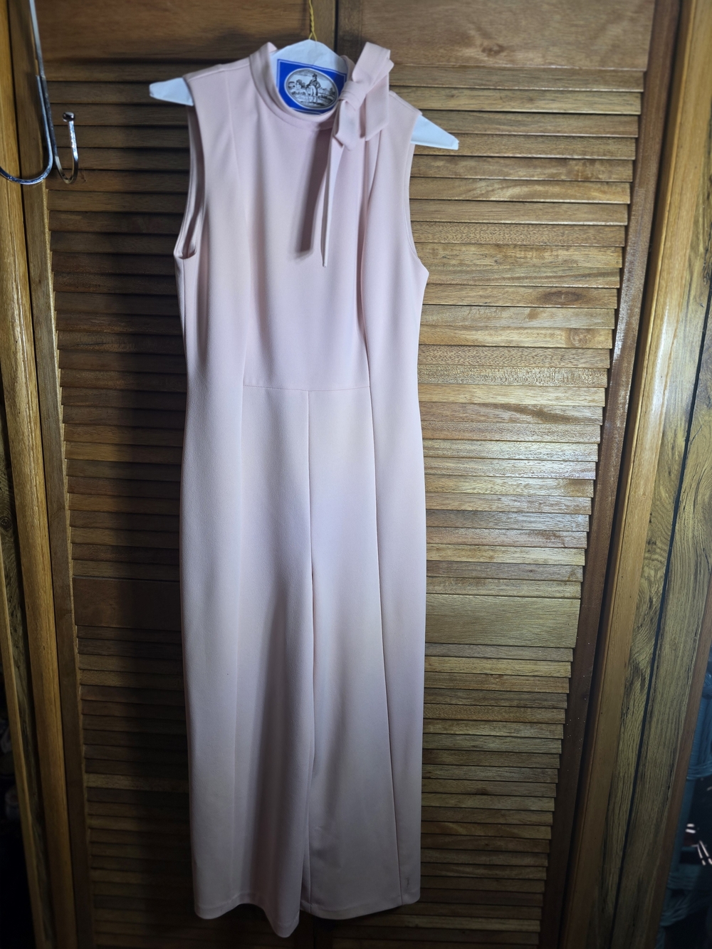 Sleeveless Bow-Neck Wide Leg Jumpsuit - Blush Pink